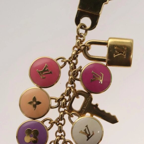 LOUIS VUITTON Monogram Porte Cles Pastille Key Holder Gold - Picture 9 of 14